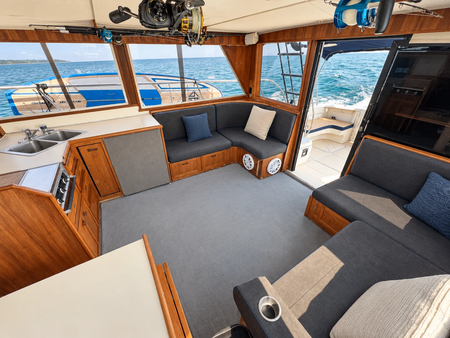 Uniflite cabin with seating, sink and galley