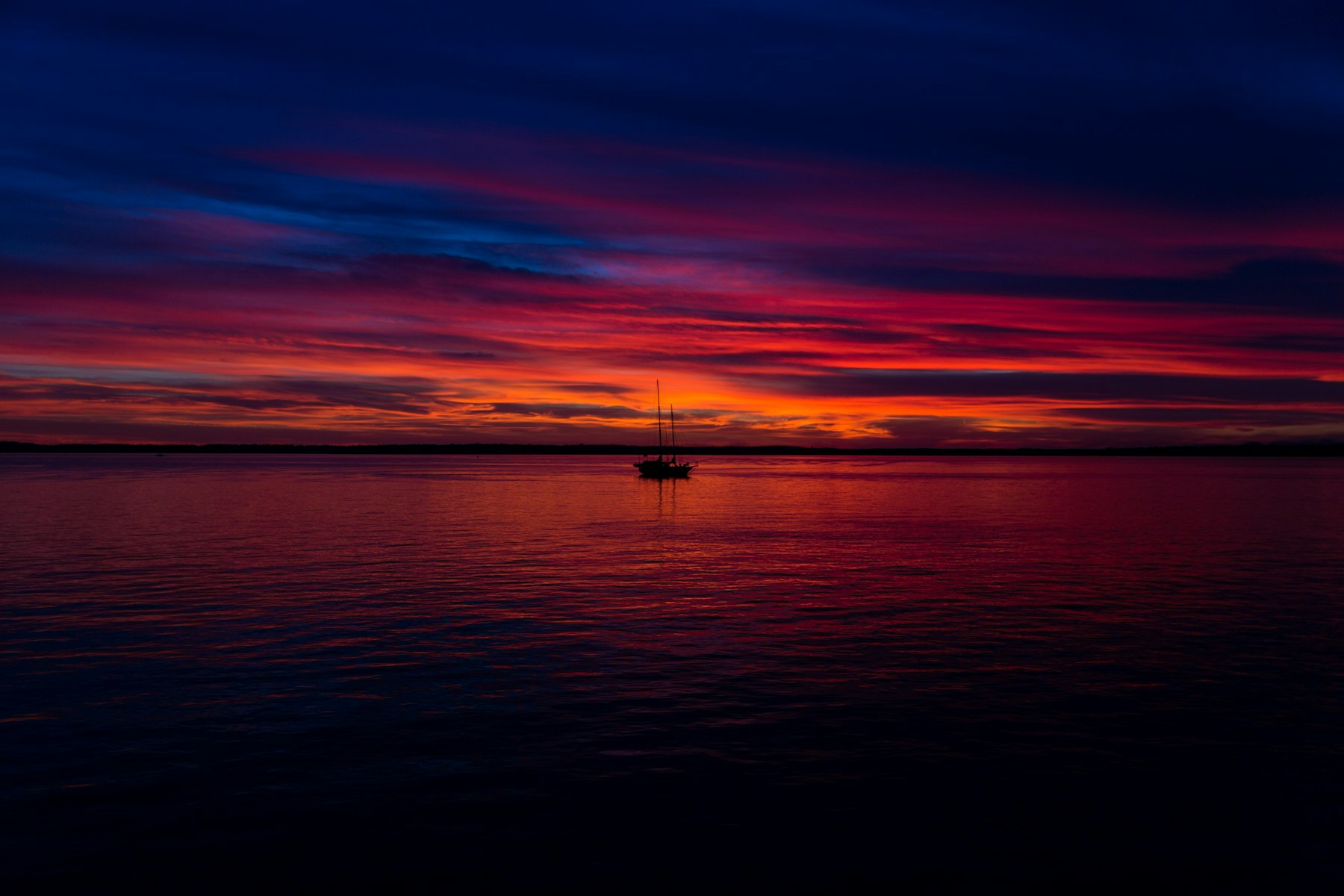 Sunset over the water